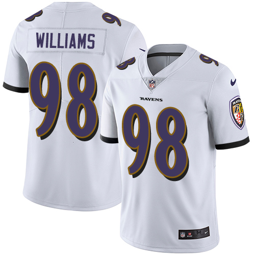 Men's Nike Baltimore Ravens #98 Brandon Williams White Vapor Untouchable Limited Player NFL Jersey
