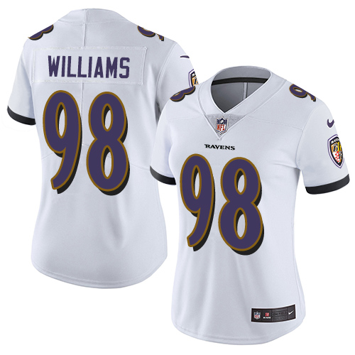 Women's Nike Baltimore Ravens #98 Brandon Williams White Vapor Untouchable Elite Player NFL Jersey