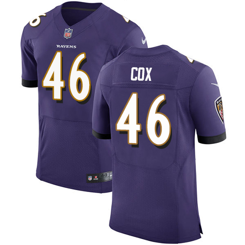 Men's Nike Baltimore Ravens #46 Morgan Cox Purple Team Color Vapor Untouchable Elite Player NFL Jersey