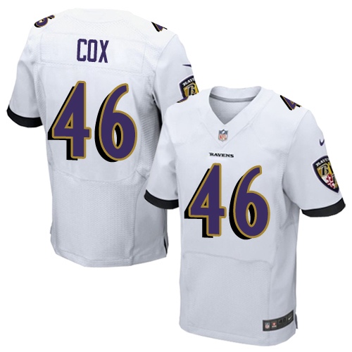 Men's Nike Baltimore Ravens #46 Morgan Cox Elite White NFL Jersey