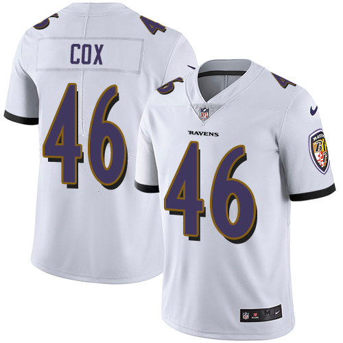 Men's Nike Baltimore Ravens #46 Morgan Cox White Vapor Untouchable Limited Player NFL Jersey