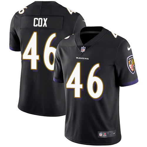 Men's Nike Baltimore Ravens #46 Morgan Cox Black Alternate Vapor Untouchable Limited Player NFL Jersey