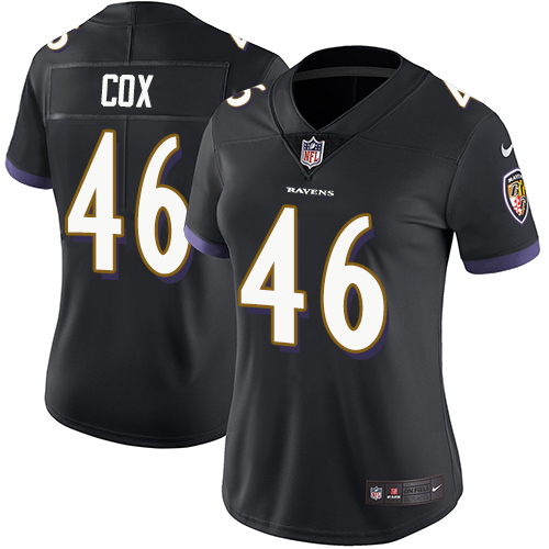 Women's Nike Baltimore Ravens #46 Morgan Cox Black Alternate Vapor Untouchable Elite Player NFL Jersey