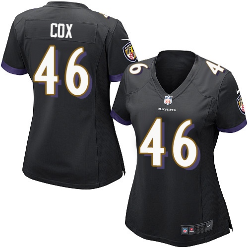 Women's Nike Baltimore Ravens #46 Morgan Cox Game Black Alternate NFL Jersey