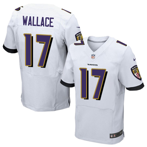 Men's Nike Baltimore Ravens #17 Mike Wallace Elite White NFL Jersey