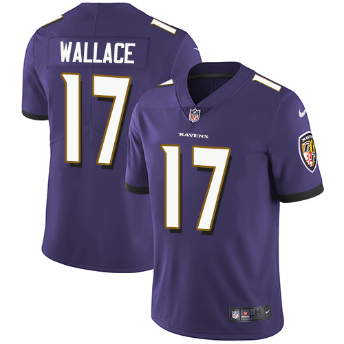Youth Nike Baltimore Ravens #17 Mike Wallace Purple Team Color Vapor Untouchable Elite Player NFL Jersey