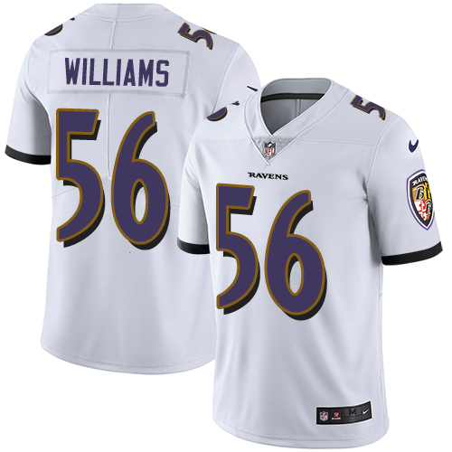 Men's Nike Baltimore Ravens #56 Tim Williams White Vapor Untouchable Limited Player NFL Jersey