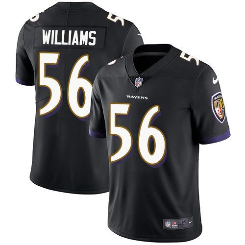 Men's Nike Baltimore Ravens #56 Tim Williams Black Alternate Vapor Untouchable Limited Player NFL Jersey