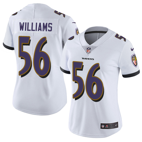 Women's Nike Baltimore Ravens #56 Tim Williams White Vapor Untouchable Elite Player NFL Jersey
