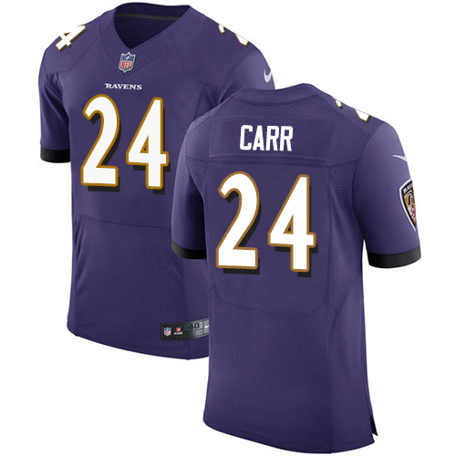 Men's Nike Baltimore Ravens #24 Brandon Carr Purple Team Color Vapor Untouchable Elite Player NFL Jersey