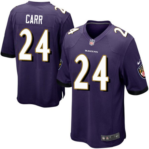 Men's Nike Baltimore Ravens #24 Brandon Carr Game Purple Team Color NFL Jersey