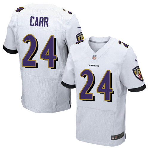 Men's Nike Baltimore Ravens #24 Brandon Carr Elite White NFL Jersey