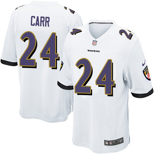 Men's Nike Baltimore Ravens #24 Brandon Carr Game White NFL Jersey