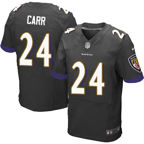 Men's Nike Baltimore Ravens #24 Brandon Carr Elite Black Alternate NFL Jersey