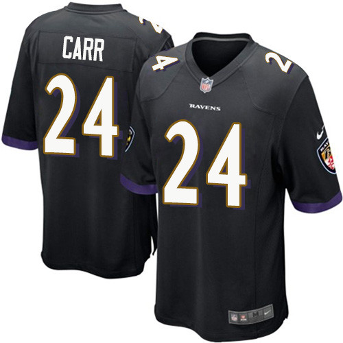 Men's Nike Baltimore Ravens #24 Brandon Carr Game Black Alternate NFL Jersey