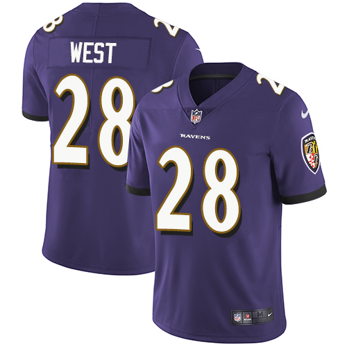 Men's Nike Baltimore Ravens #28 Terrance West Purple Team Color Vapor Untouchable Limited Player NFL Jersey