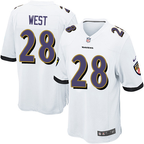 Men's Nike Baltimore Ravens #28 Terrance West Game White NFL Jersey