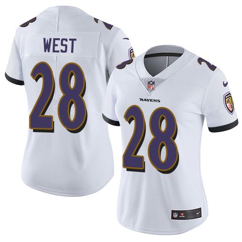 Women's Nike Baltimore Ravens #28 Terrance West White Vapor Untouchable Elite Player NFL Jersey