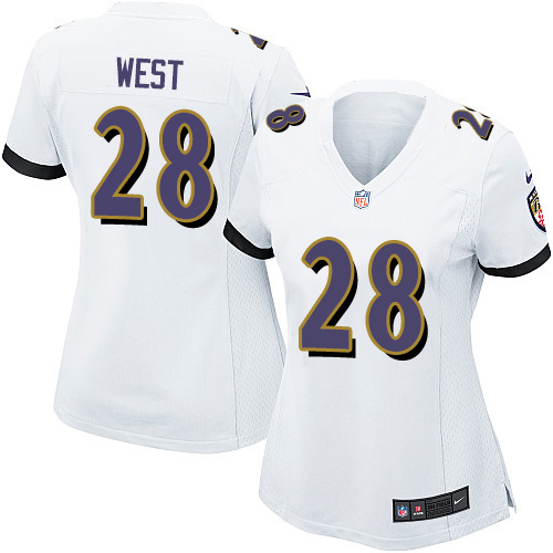 Women's Nike Baltimore Ravens #28 Terrance West Game White NFL Jersey