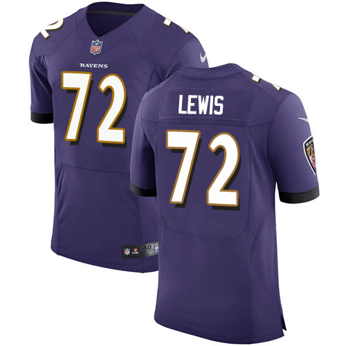 Men's Nike Baltimore Ravens #72 Alex Lewis Purple Team Color Vapor Untouchable Elite Player NFL Jersey
