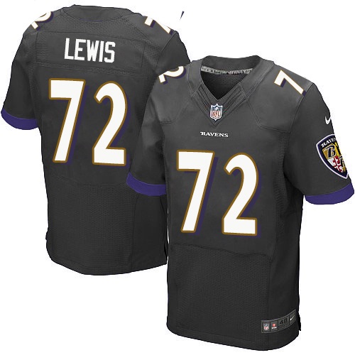 Men's Nike Baltimore Ravens #72 Alex Lewis Elite Black Alternate NFL Jersey
