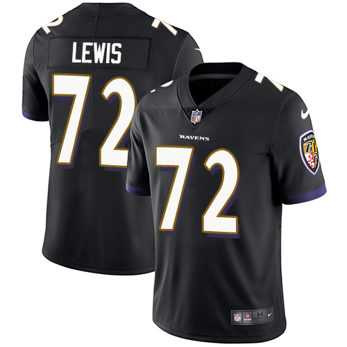 Men's Nike Baltimore Ravens #72 Alex Lewis Black Alternate Vapor Untouchable Limited Player NFL Jersey