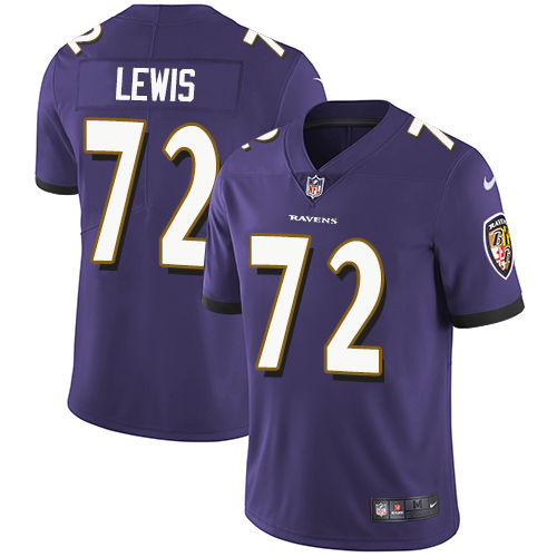 Youth Nike Baltimore Ravens #72 Alex Lewis Purple Team Color Vapor Untouchable Elite Player NFL Jersey