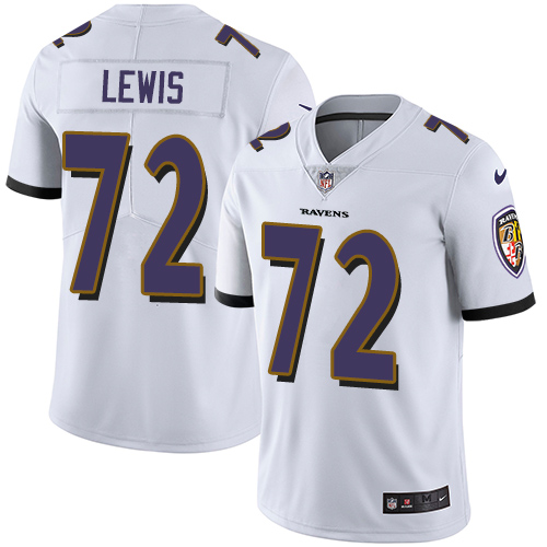 Youth Nike Baltimore Ravens #72 Alex Lewis White Vapor Untouchable Elite Player NFL Jersey