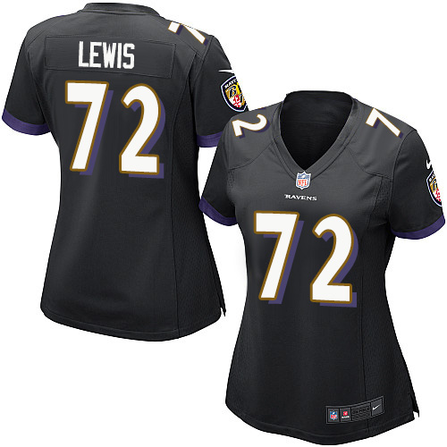 Women's Nike Baltimore Ravens #72 Alex Lewis Game Black Alternate NFL Jersey