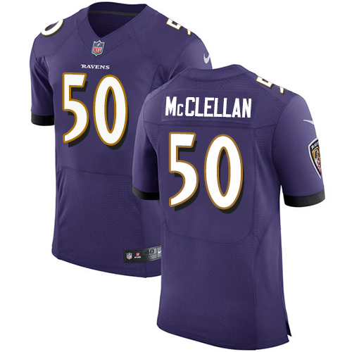 Men's Nike Baltimore Ravens #50 Albert McClellan Purple Team Color Vapor Untouchable Elite Player NFL Jersey