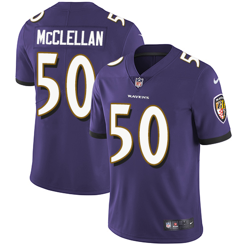 Youth Nike Baltimore Ravens #50 Albert McClellan Purple Team Color Vapor Untouchable Elite Player NFL Jersey