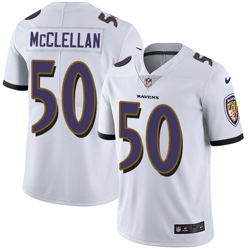 Youth Nike Baltimore Ravens #50 Albert McClellan White Vapor Untouchable Elite Player NFL Jersey