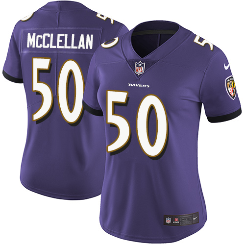 Women's Nike Baltimore Ravens #50 Albert McClellan Purple Team Color Vapor Untouchable Elite Player NFL Jersey