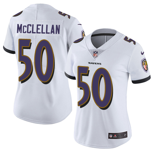 Women's Nike Baltimore Ravens #50 Albert McClellan White Vapor Untouchable Elite Player NFL Jersey