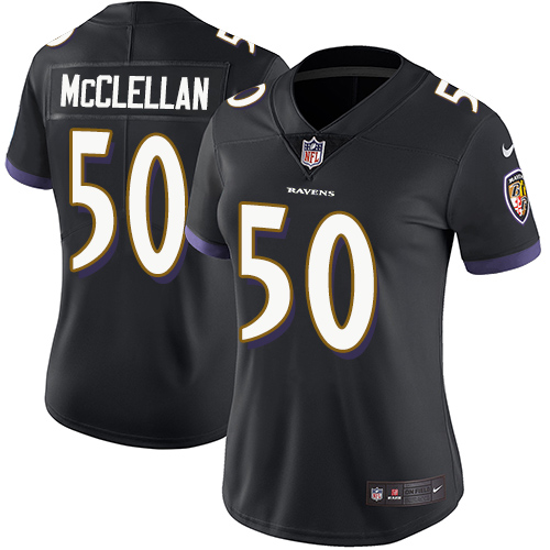 Women's Nike Baltimore Ravens #50 Albert McClellan Black Alternate Vapor Untouchable Limited Player NFL Jersey