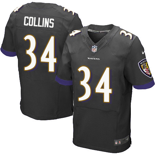Men's Nike Baltimore Ravens #34 Alex Collins Elite Black Alternate NFL Jersey