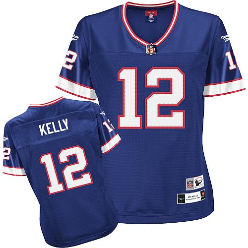 Reebok Buffalo Bills #12 Jim Kelly Royal Blue Women's Throwback Team Color Replica NFL Jersey