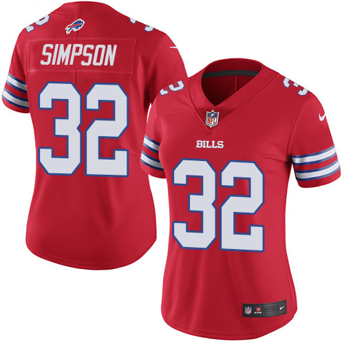 Women's Nike Buffalo Bills #32 O. J. Simpson Limited Red Rush Vapor Untouchable NFL Jersey