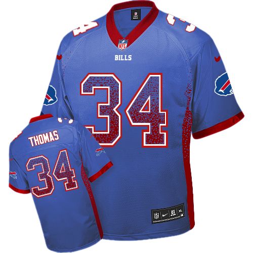 Men's Nike Buffalo Bills #34 Thurman Thomas Elite Royal Blue Drift Fashion NFL Jersey