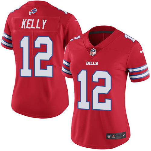 Women's Nike Buffalo Bills #12 Jim Kelly Elite Red Rush Vapor Untouchable NFL Jersey