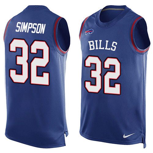 Men's Nike Buffalo Bills #32 O. J. Simpson Limited Royal Blue Player Name & Number Tank Top NFL Jersey
