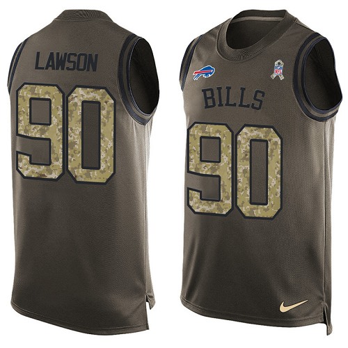 Men's Nike Buffalo Bills #90 Shaq Lawson Limited Green Salute to Service Tank Top NFL Jersey
