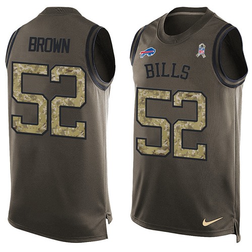 Men's Nike Buffalo Bills #52 Preston Brown Limited Green Salute to Service Tank Top NFL Jersey