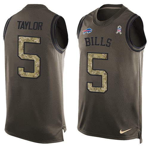 Men's Nike Buffalo Bills #5 Tyrod Taylor Limited Green Salute to Service Tank Top NFL Jersey