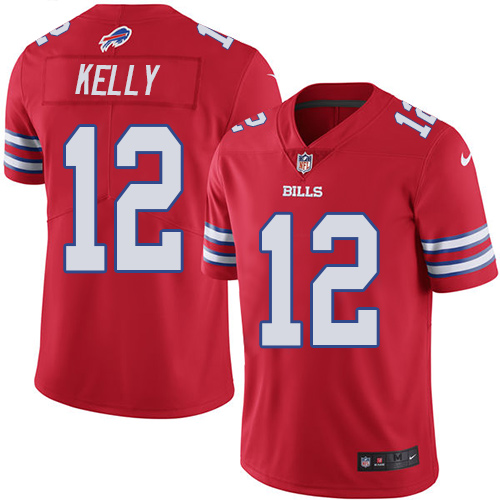 Youth Nike Buffalo Bills #12 Jim Kelly Elite Red Rush Vapor Untouchable NFL Jersey