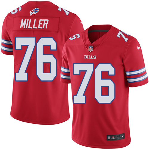 Men's Nike Buffalo Bills #76 John Miller Elite Red Rush Vapor Untouchable NFL Jersey