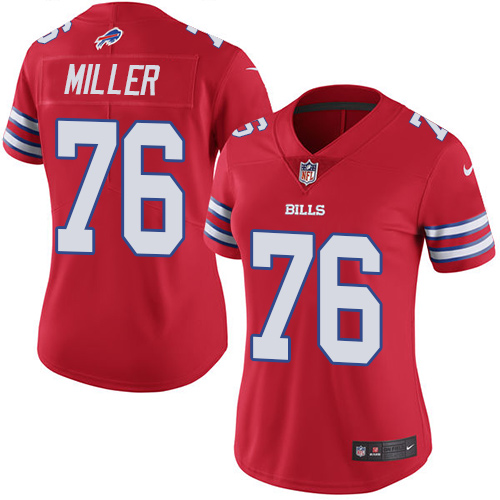 Women's Nike Buffalo Bills #76 John Miller Limited Red Rush Vapor Untouchable NFL Jersey