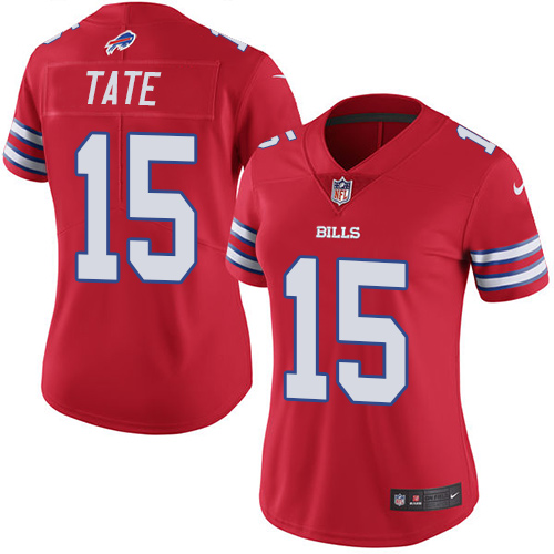 Women's Nike Buffalo Bills #15 Brandon Tate Limited Red Rush Vapor Untouchable NFL Jersey