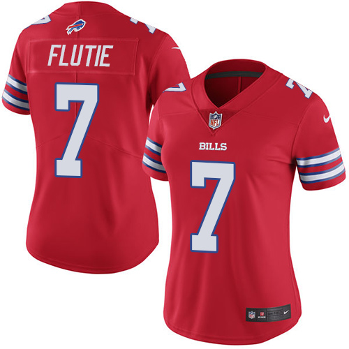 Women's Nike Buffalo Bills #7 Doug Flutie Limited Red Rush Vapor Untouchable NFL Jersey