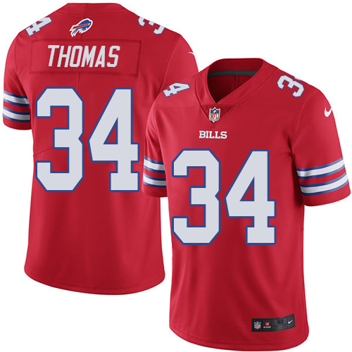 Men's Nike Buffalo Bills #34 Thurman Thomas Elite Red Rush Vapor Untouchable NFL Jersey
